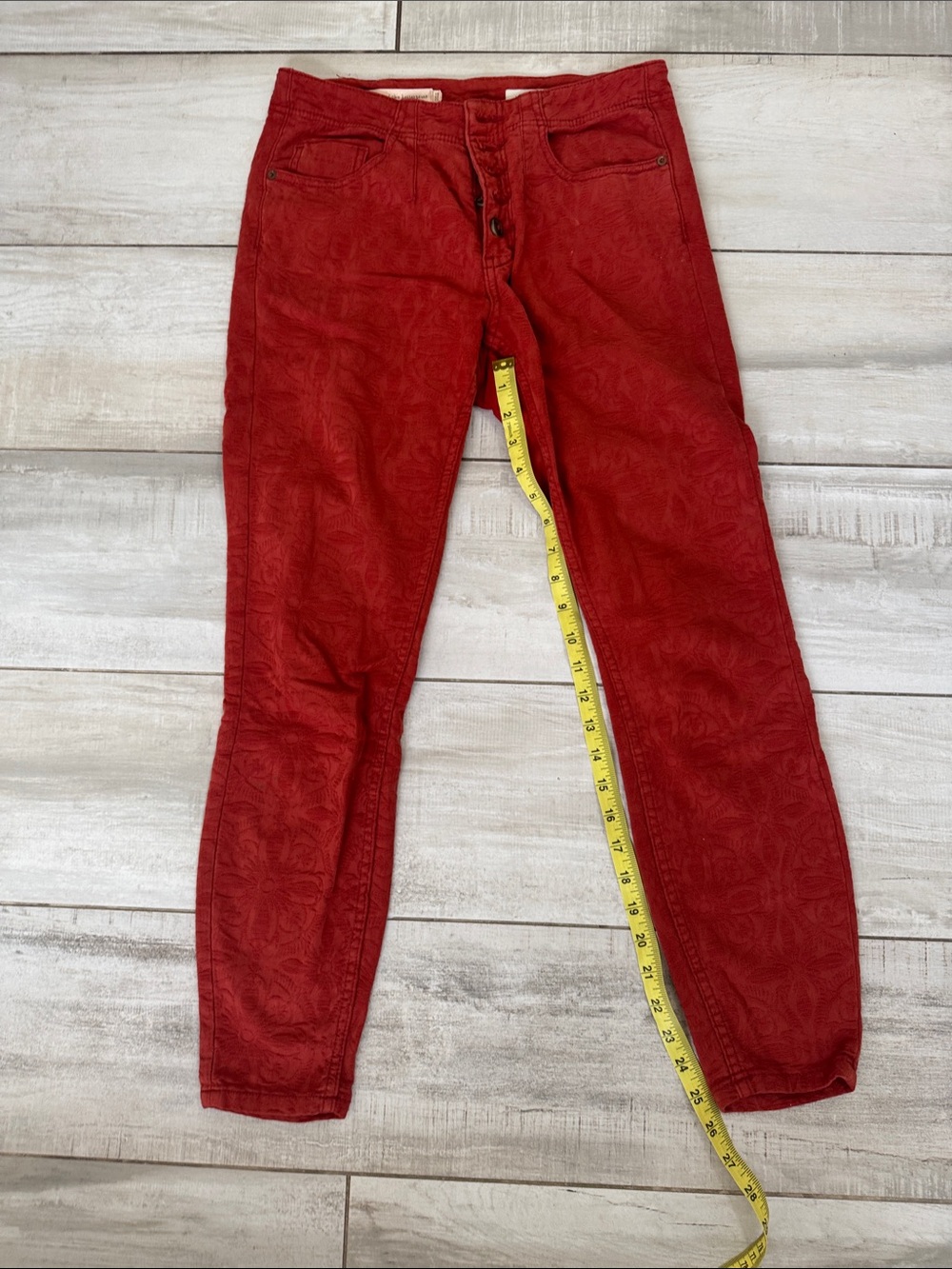 Anthropologie Women’s dark burnt orange Patterned Jeans